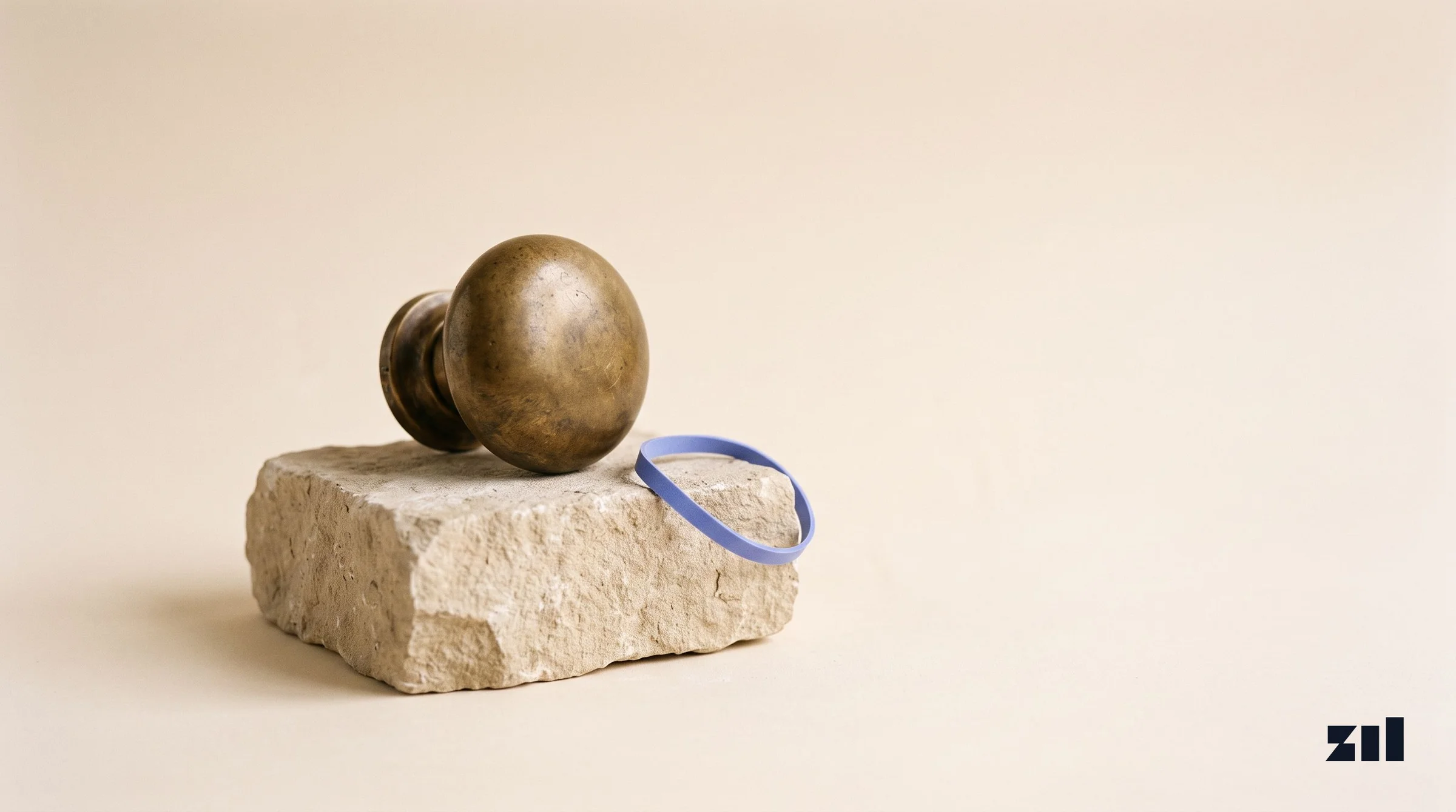 Pomo de bronce gastado sobre una superficie de piedra, en una guía para elegir agencia de diseño web en Argentina