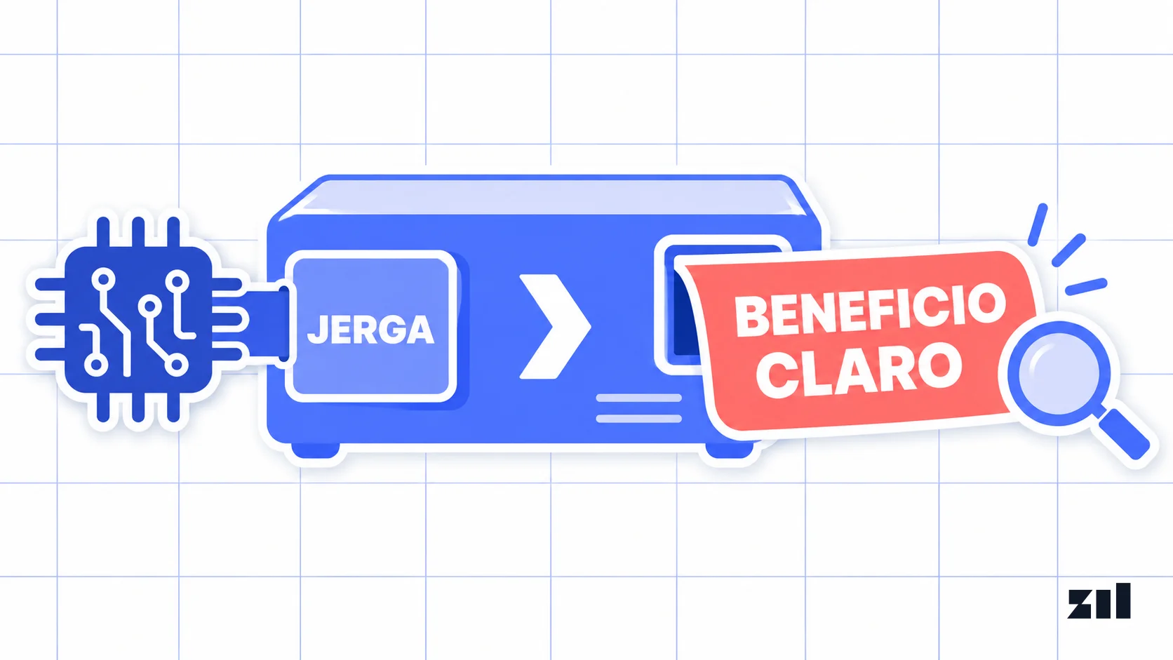 Una máquina transforma jerga técnica en un beneficio claro para explicar cómo comunicar productos tecnológicos.