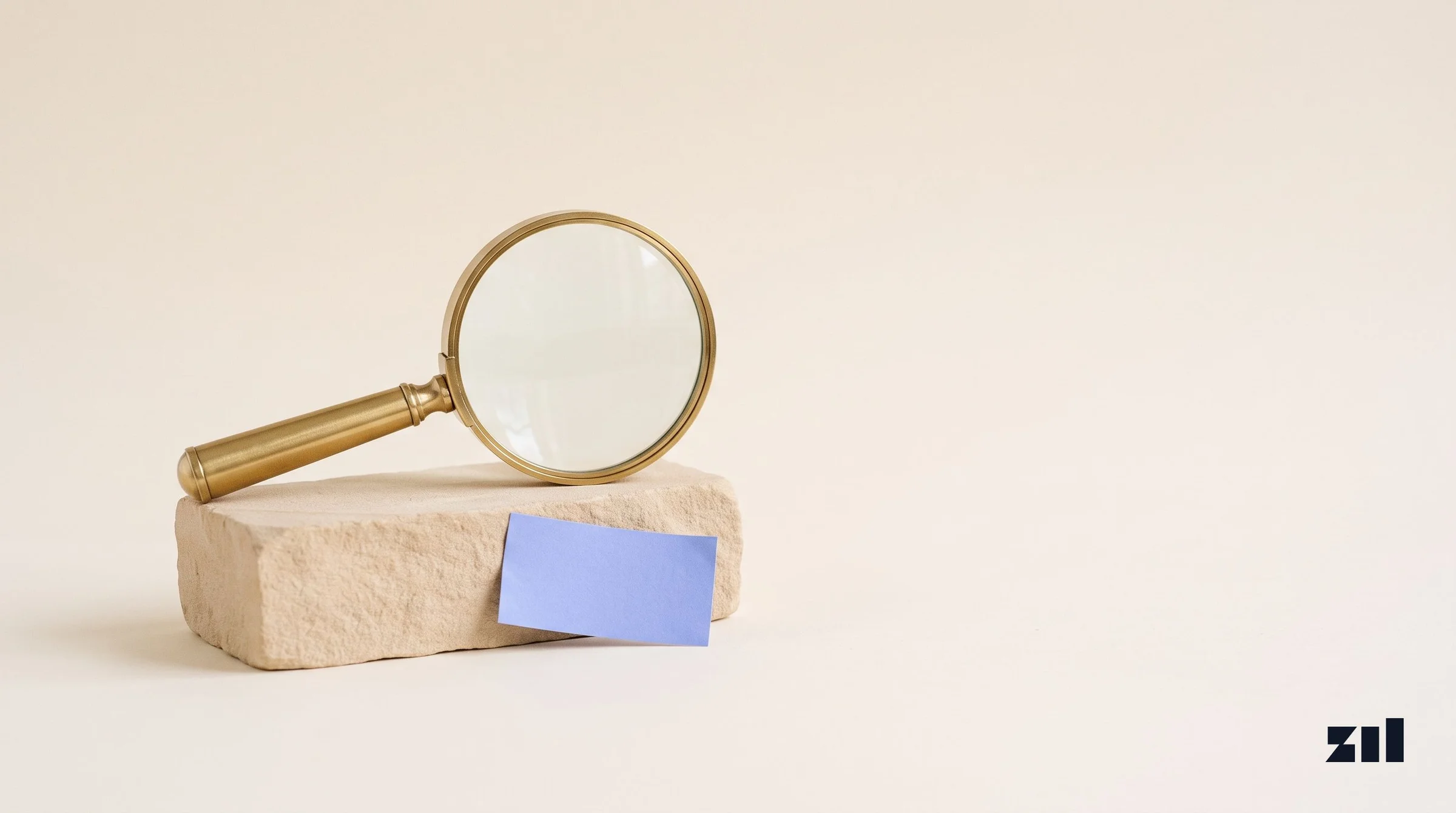 Brass magnifying glass on stone, analyzing food sustainability growth strategies for TikTok.